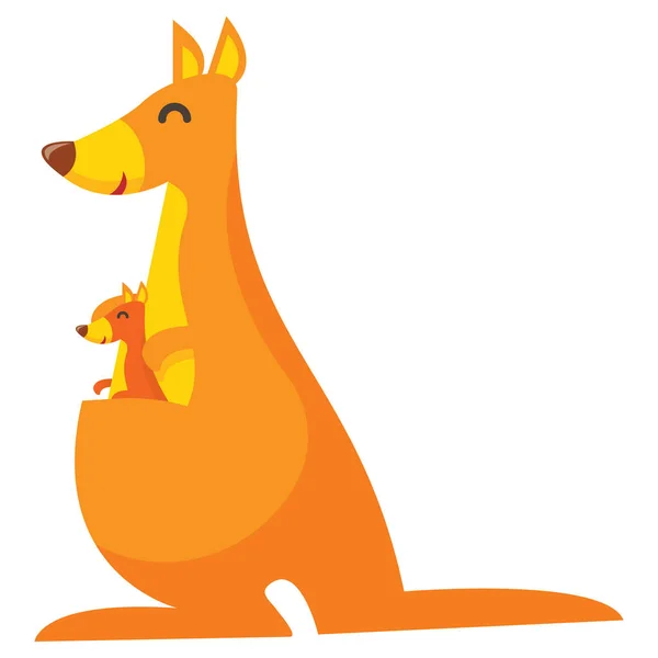Wektor Kreskówki Ilustracja Uroczego Kangura Jego Joey — Wektor stockowy