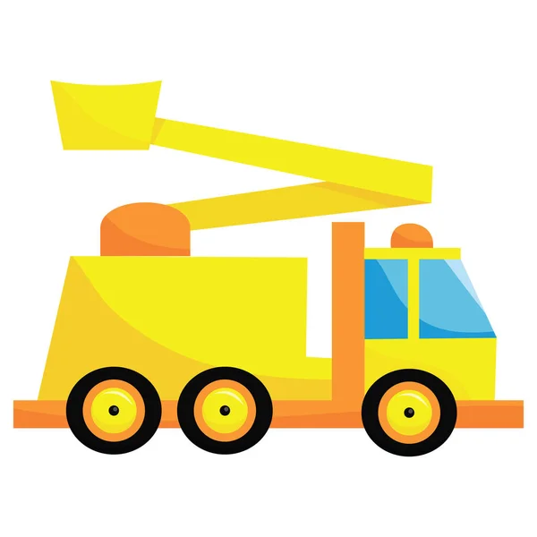 Een Cartoon Vector Illustratie Van Gele Kraanwagen — Stockvector