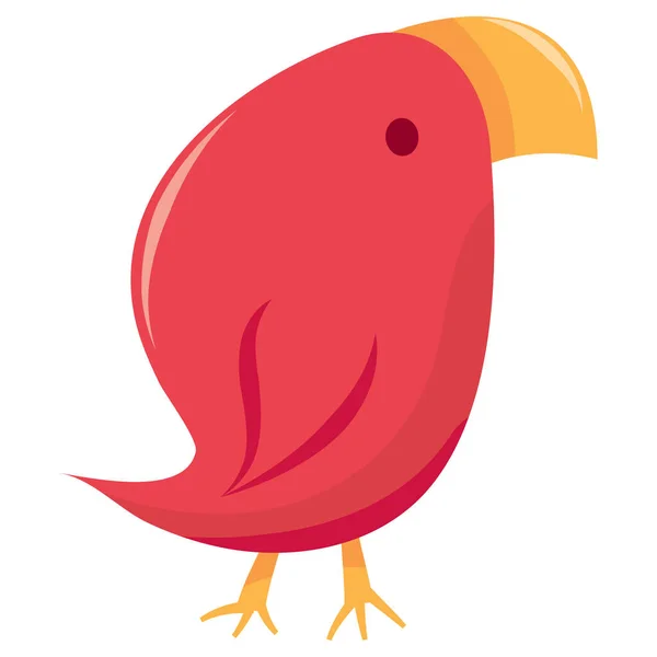Карикатурная Векторная Иллюстрация Симпатичной Красной Птицы — стоковый вектор