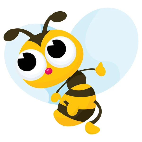 Cartoon Vector Illustration Cute Honey Bee — Stock Vector