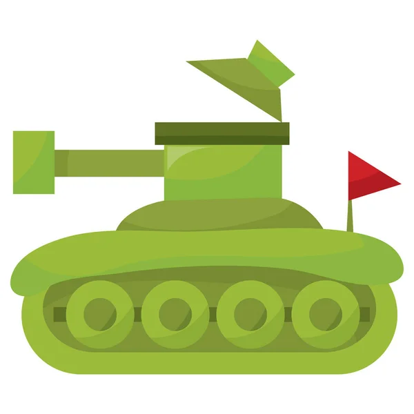 Cartoon Vector Illustration Green Army Tank — Stock Vector