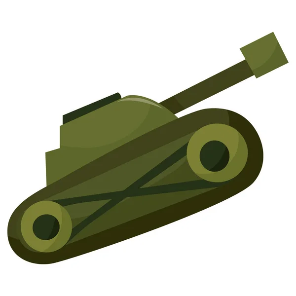 Cartoon Vector Illustration Green Army Tank — Stock Vector