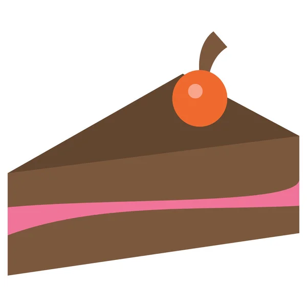 Μια Διανυσματική Απεικόνιση Κινουμένων Σχεδίων Μιας Φέτας Κέικ Σοκολάτας — Διανυσματικό Αρχείο