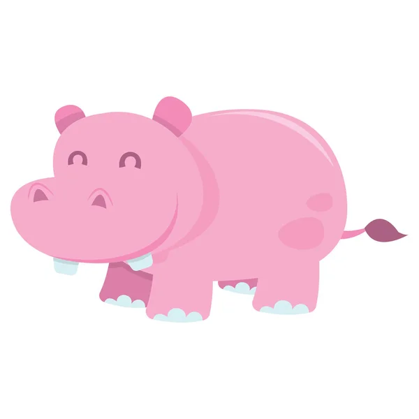 Vector Dibujos Animados Ilustración Lindo Hipopótamo Rosa — Vector de stock