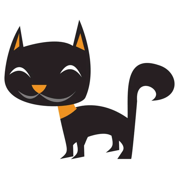 Uma Ilustração Vetorial Desenhos Animados Gato Preto Halloween — Vetor de Stock