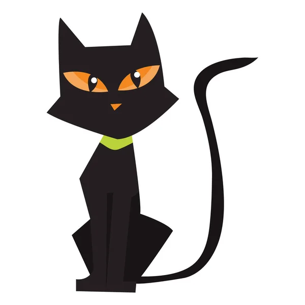 Een Cartoon Vector Illustratie Van Een Halloween Zwarte Kat — Stockvector