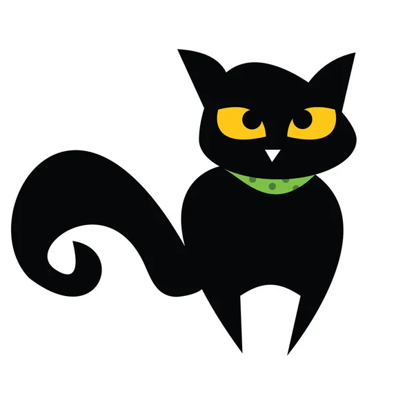 Een Cartoon Vector Illustratie Van Een Halloween Zwarte Kat — Stockvector