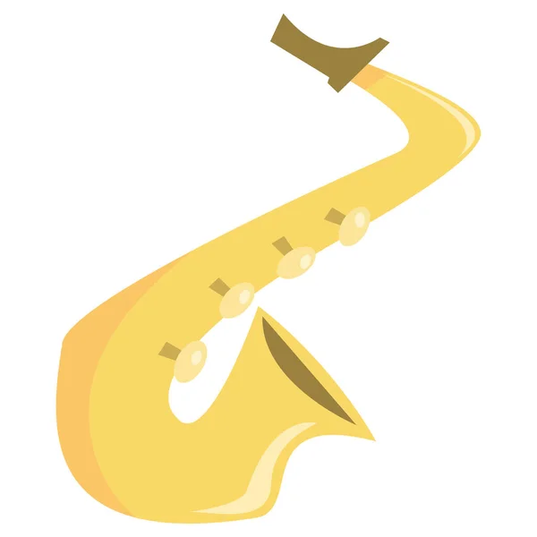 Cartoon Vector Illustration Gold Saxophone — Stock Vector