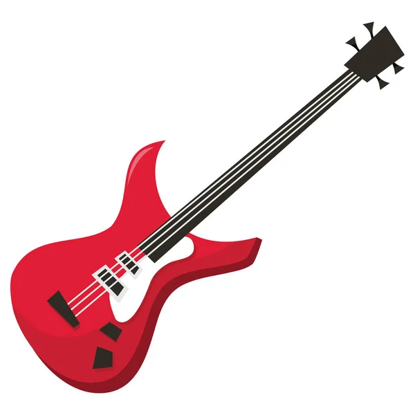 Cartoon Vector Illustration Red Electric Guitar — Stock Vector