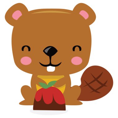 Şirin bir Noel kunduzunun çizgi film çizimi..