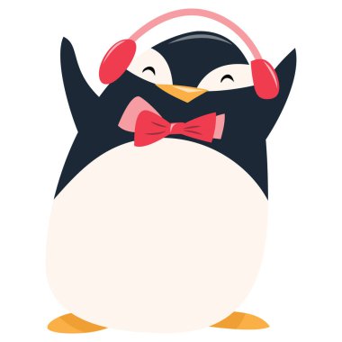 Şirin bir noel pengueninin çizgi film çizimi..