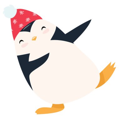 Şirin bir noel pengueninin çizgi film çizimi..