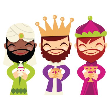 Üç bilge adamın karikatür vektör çizimi.