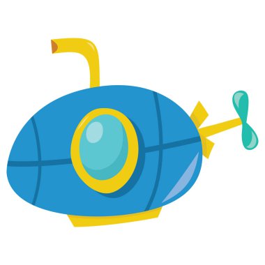 Şirin denizaltının karikatür vektör çizimi.