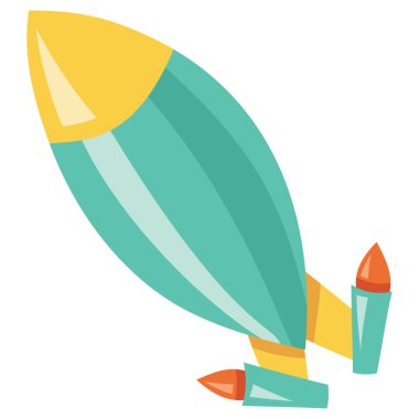 Bir roket gemisinin karikatür vektör çizimi.