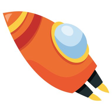 Bir roket gemisinin karikatür vektör çizimi.