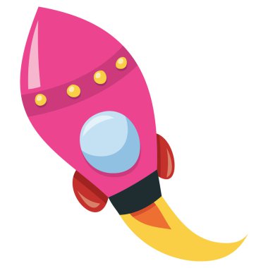 Bir roket gemisinin karikatür vektör çizimi.