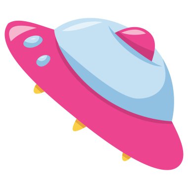 UFO veya uçan dairenin karikatür vektör çizimi.
