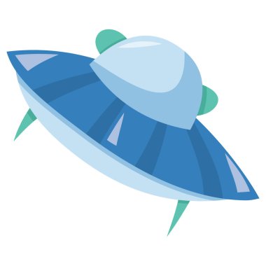 UFO veya uçan dairenin karikatür vektör çizimi.
