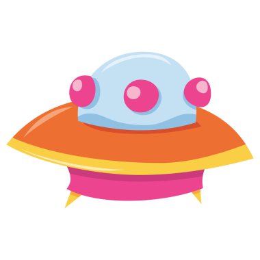 UFO veya uçan dairenin karikatür vektör çizimi.