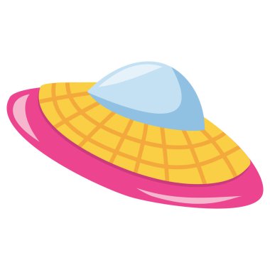 UFO veya uçan dairenin karikatür vektör çizimi.