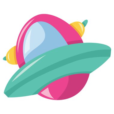 UFO veya uçan dairenin karikatür vektör çizimi.