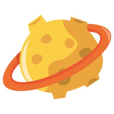 Uzayda bir gezegenin karikatür vektör çizimi.