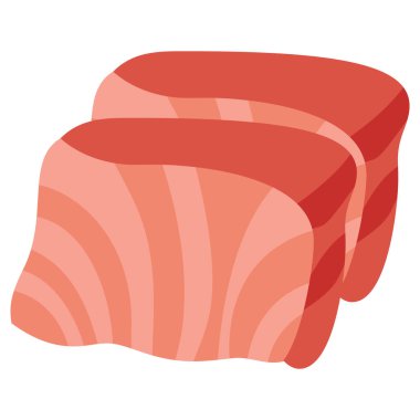 Suşi veya sashimi 'nin karikatür vektör çizimi.