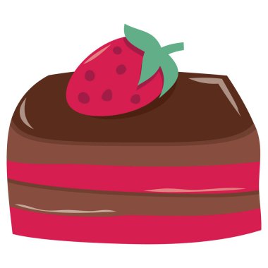 Çilekli şirin bir pastanın çizgi film çizimi..