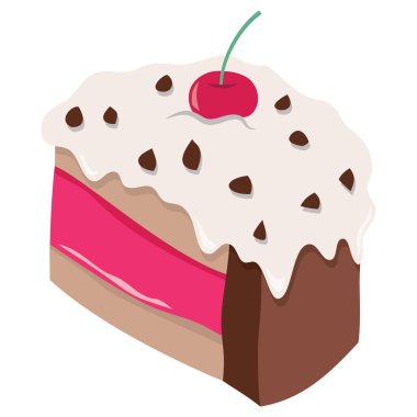 Kirazlı şirin bir kekin karikatür vektör çizimi.