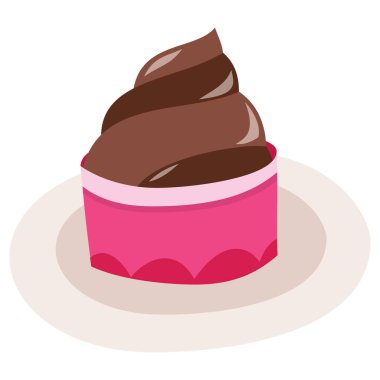 Tatlı bir pastanın çizgi film vektör çizimi.