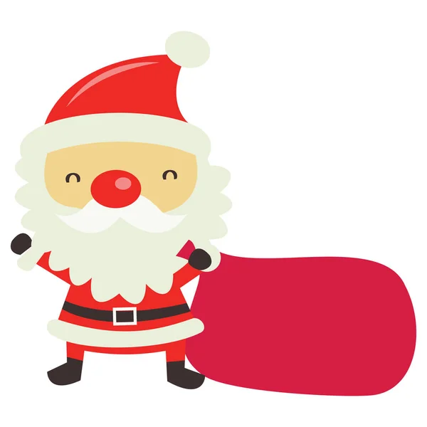 Karikatura Vektor Ilustrace Roztomilé Vánoční Santa Červeným Pytel — Stockový vektor
