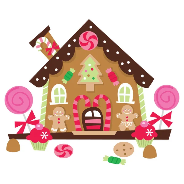 Cartoon Vector Illustration Cute Gingerbread House — Stock Vector