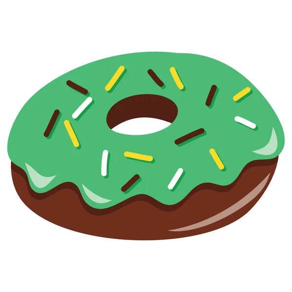 Vector Dibujos Animados Ilustración Dibujos Animados Sabroso Esmalte Verde Donut — Vector de stock