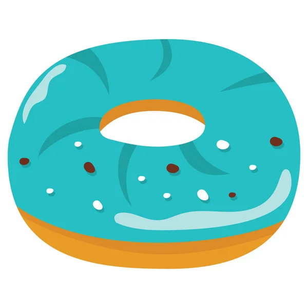 Vector Dibujos Animados Ilustración Dibujos Animados Sabroso Donut Esmaltado Azul — Vector de stock