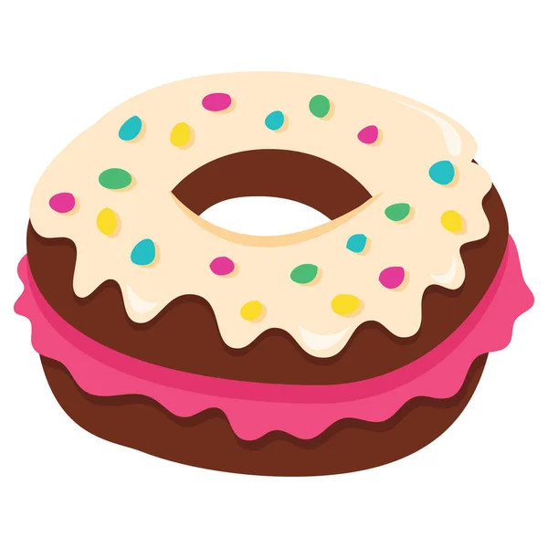 Une Illustration Vectorielle Dessin Animé Donut Chocolat Savoureux Avec Glaçage — Image vectorielle
