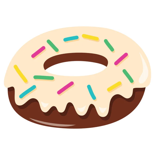 Ein Cartoon Vektor Illustration Von Cartoon Leckeren Vanille Glasierten Donut — Stockvektor