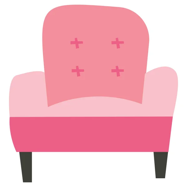 Карикатурная Векторная Иллюстрация Ретро Розового Кресла — стоковый вектор
