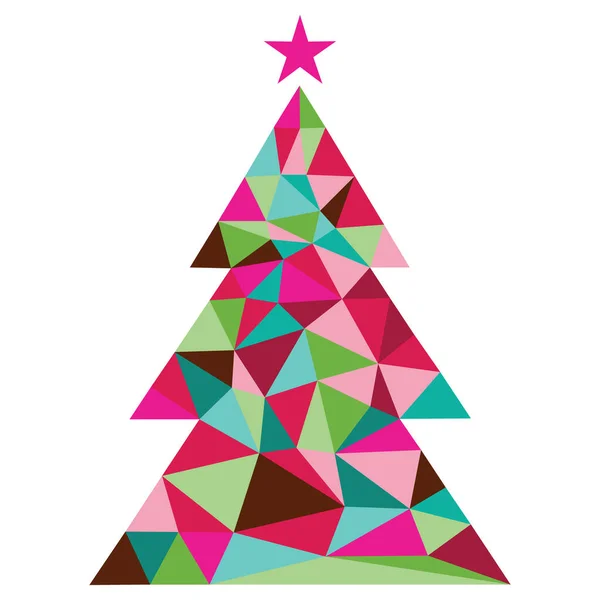 Een Vector Illustratie Van Kleurrijke Geometrische Kerstboom — Stockvector