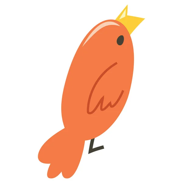 Мультипликационная Векторная Иллюстрация Причудливой Милой Оранжевой Птицы — стоковый вектор
