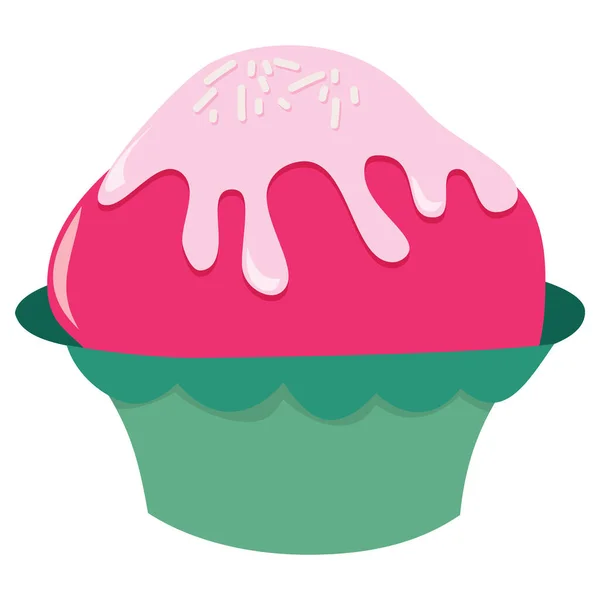 Eine Cartoon Vektor Illustration Eines Niedlichen Cupcake — Stockvektor