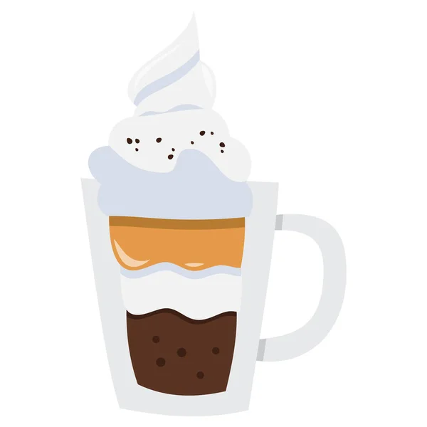 Cartoon Vector Illustration Coffee Glass Foam — Stock Vector