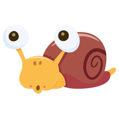 Şirin bir bahçe salyangozunun çizgi film çizimi..