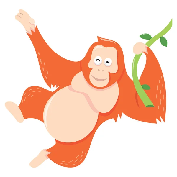 Vector Dibujos Animados Ilustración Mono Orangután Lindo — Vector de stock