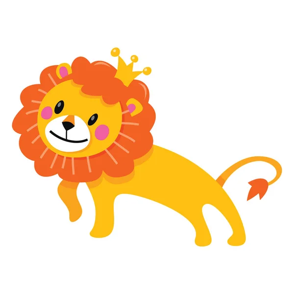 Cartoon Vector Illustration Cute Cartoon Royal Lion — Stock Vector