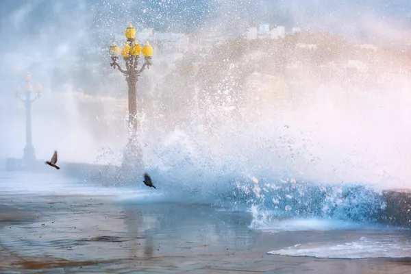 해안에 몰아치는 폭풍의 — 스톡 사진