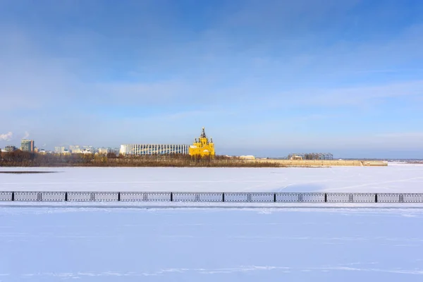 Nijni Novgorod Flèche Des Fleuves Gelés Oka Volga Cathédrale Alexander — Photo