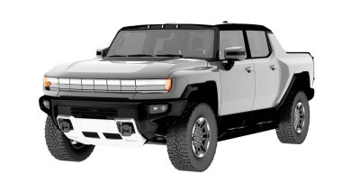 Beyaz arkaplandaki elektrikli cip 3d oluşturma kavramı 