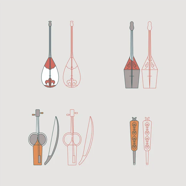 Ulusal Kazak müzik aletleri seti