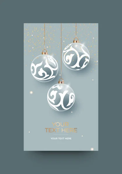 Yeni yıl, yılbaşı kartı. Süslü toplar